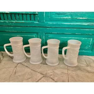 Federal Glass Tavern Milk Glass Beer Steins Mugs (Set of 4)